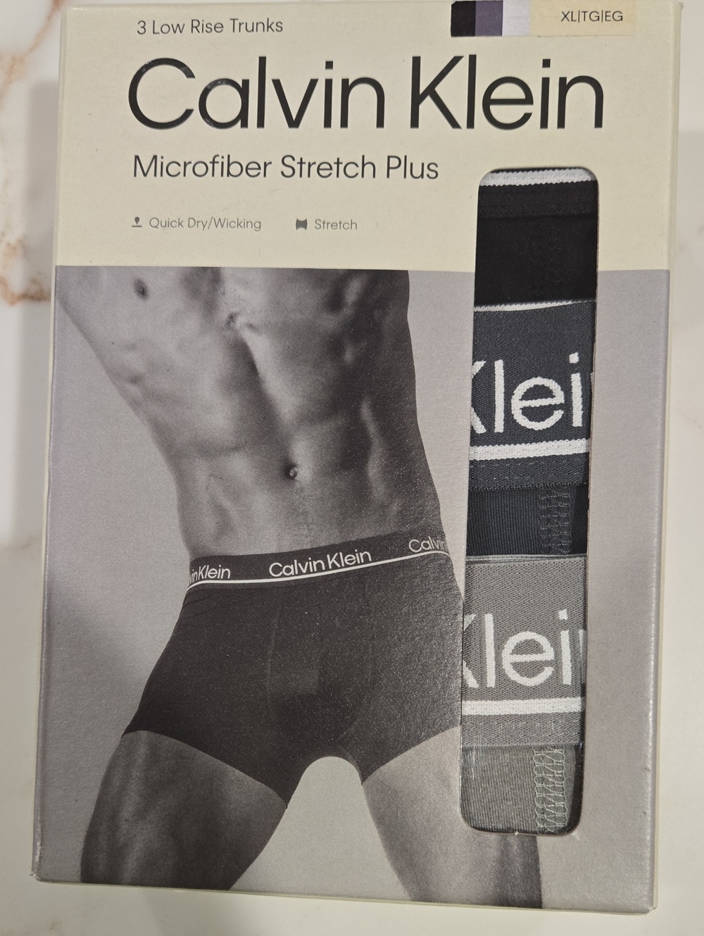Calvin Klein Men's Microfiber Stretch Plus Low Rise Trunks Black & GRAY (3 Pack)